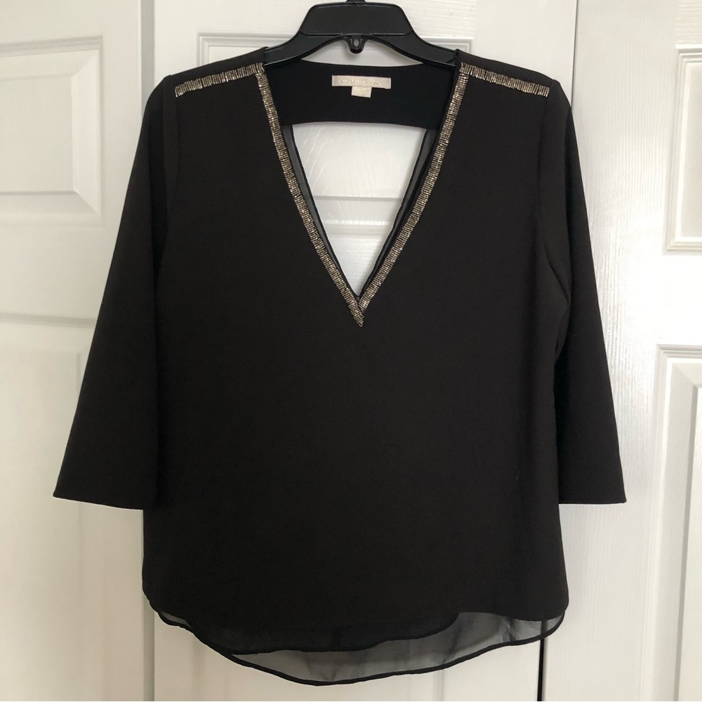 SALE🔥🔥Cooper & Ella Black Beaded V-Neck Top